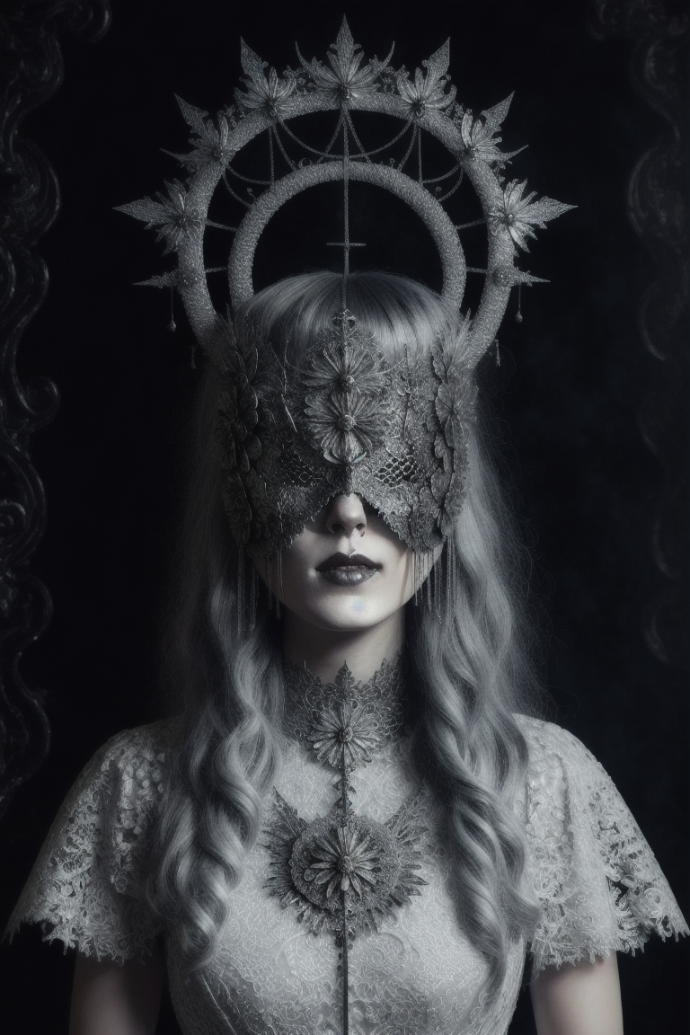 04197-199825052-portrait a woman wearing a silver halo blind mask, white hair, gothic dress, lace trim, tone mapped, detailed, highly detailed,.png